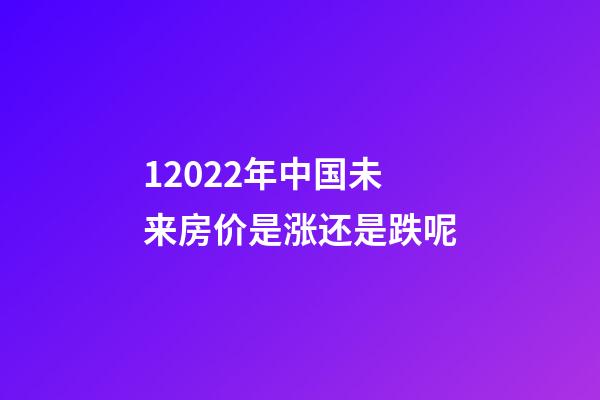 1.2022年中国未来房价是涨还是跌呢