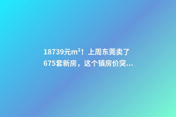 18739元/m²！上周东莞卖了675套新房，这个镇房价突破3万/m²！