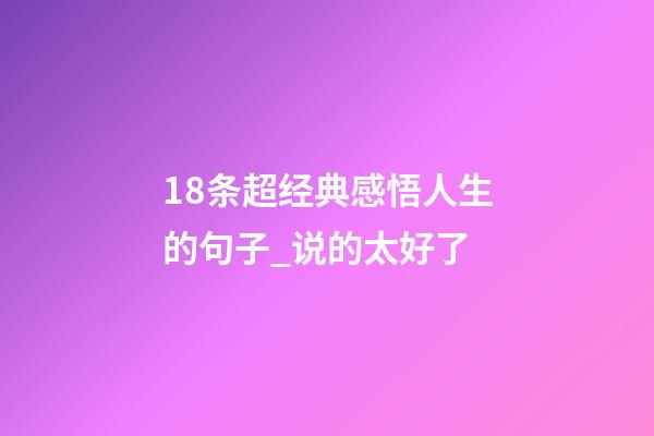 18条超经典感悟人生的句子_说的太好了