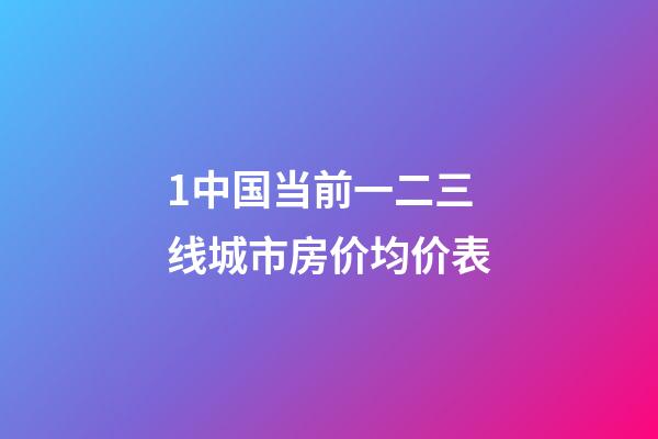 1.中国当前一二三线城市房价均价表