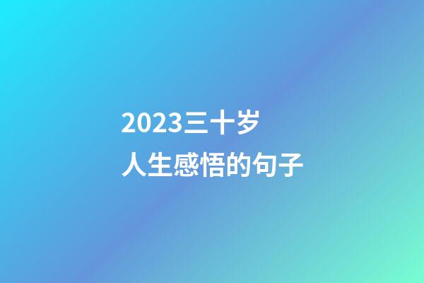 2023三十岁人生感悟的句子