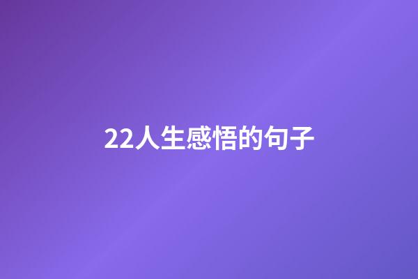 22人生感悟的句子