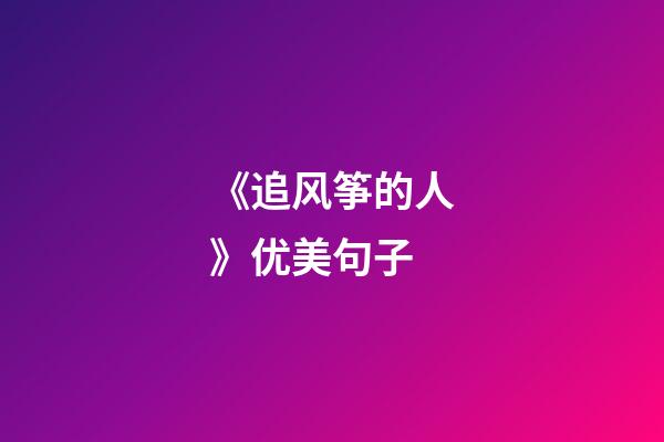 《追风筝的人》优美句子