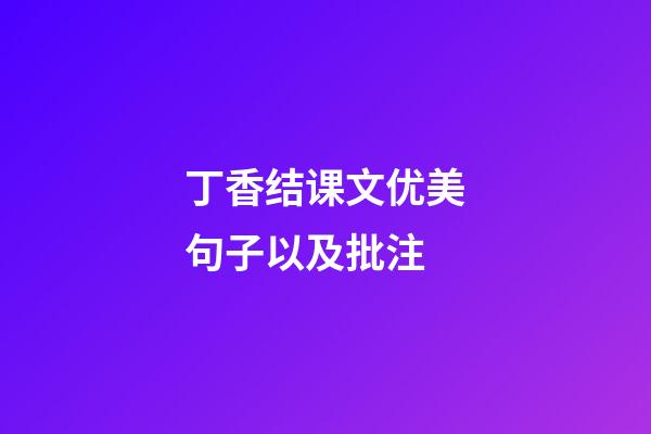 丁香结课文优美句子以及批注