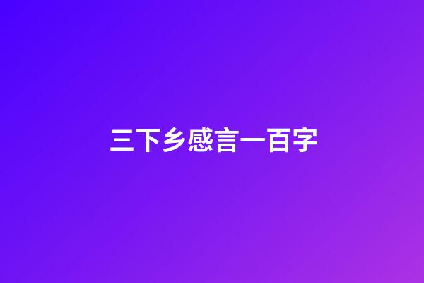 三下乡感言一百字