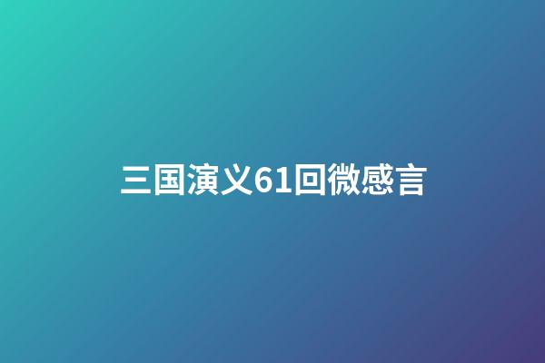 三国演义61回微感言