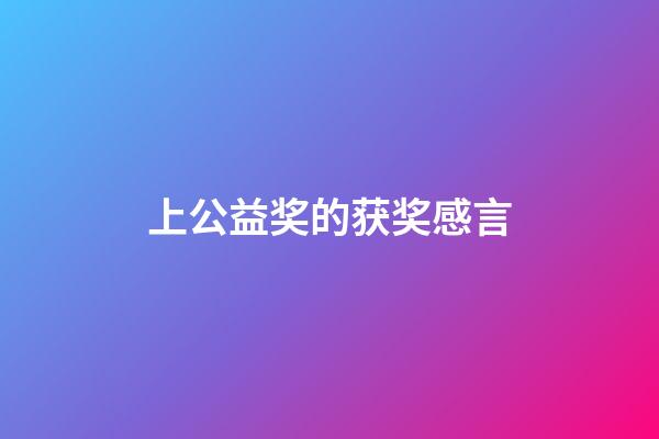 上公益奖的获奖感言