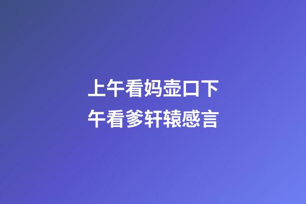 上午看妈壶口下午看爹轩辕感言