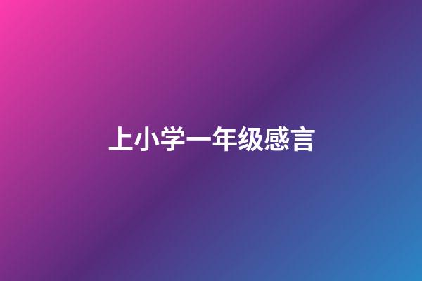 上小学一年级感言