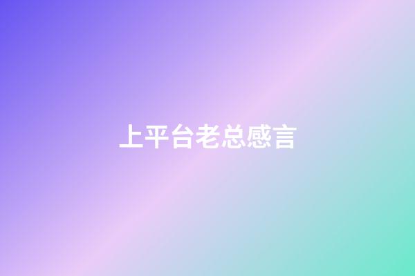 上平台老总感言