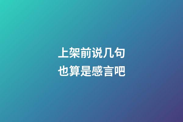 上架前说几句也算是感言吧