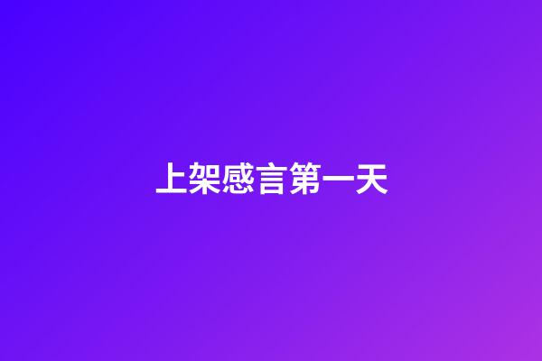 上架感言第一天