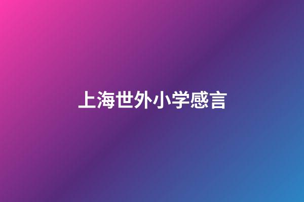 上海世外小学感言