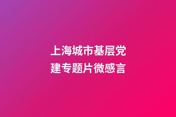 上海城市基层党建专题片微感言