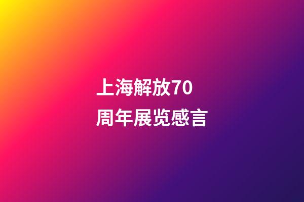 上海解放70周年展览感言