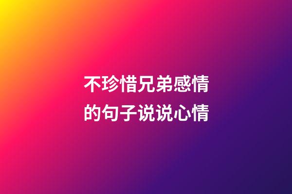 不珍惜兄弟感情的句子说说心情