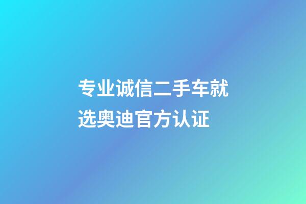 专业诚信二手车就选奥迪官方认证