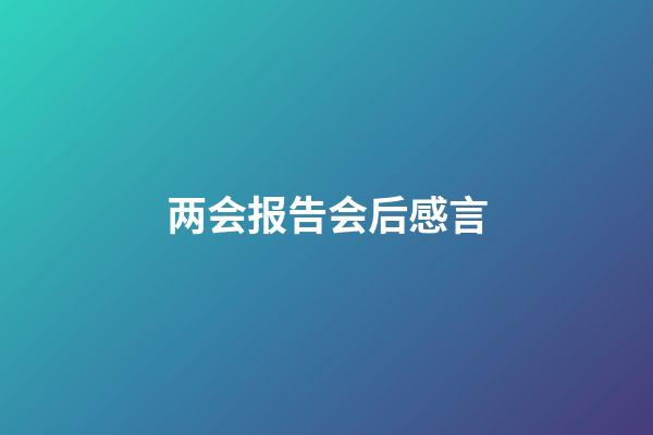 两会报告会后感言