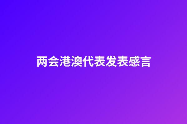 两会港澳代表发表感言