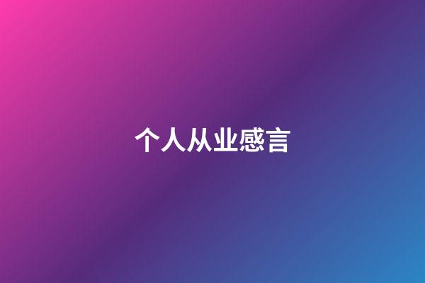 个人从业感言