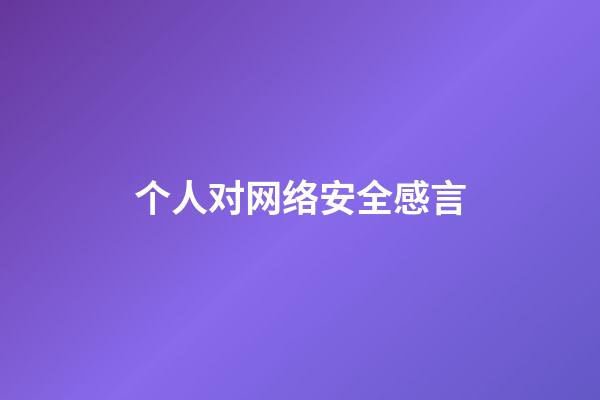 个人对网络安全感言