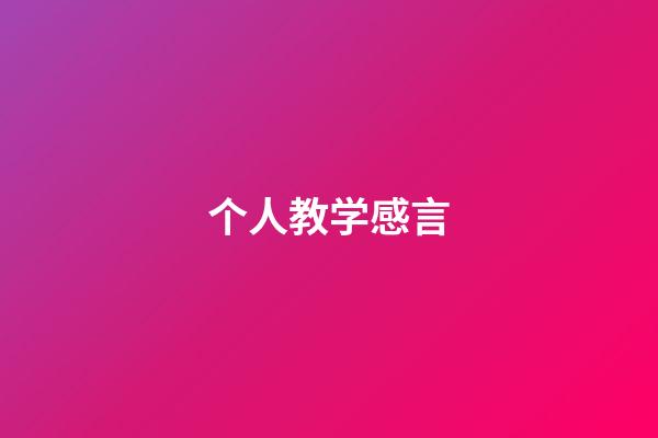 个人教学感言