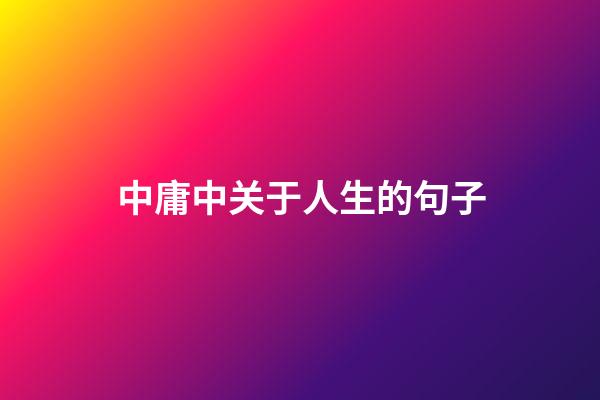 中庸中关于人生的句子