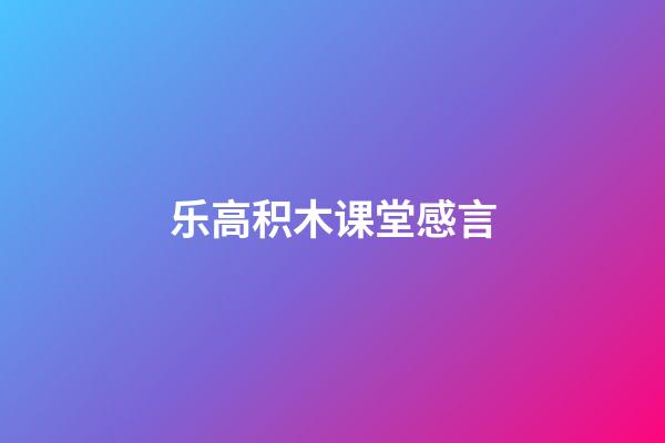 乐高积木课堂感言