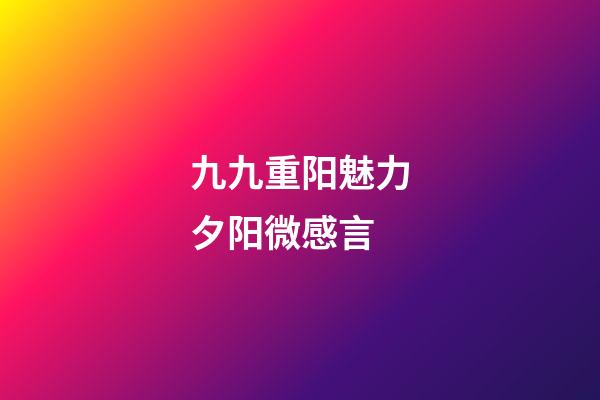 九九重阳魅力夕阳微感言