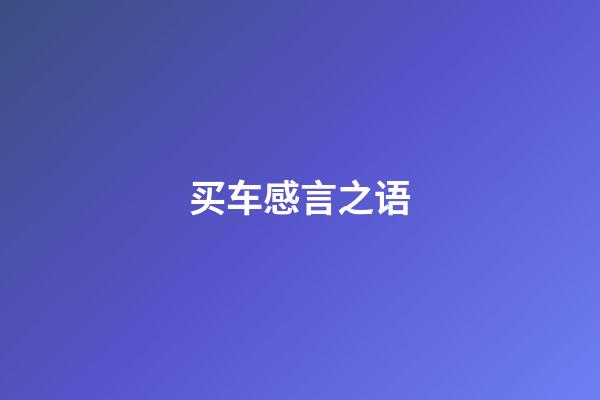 买车感言之语