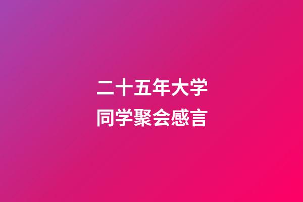 二十五年大学同学聚会感言