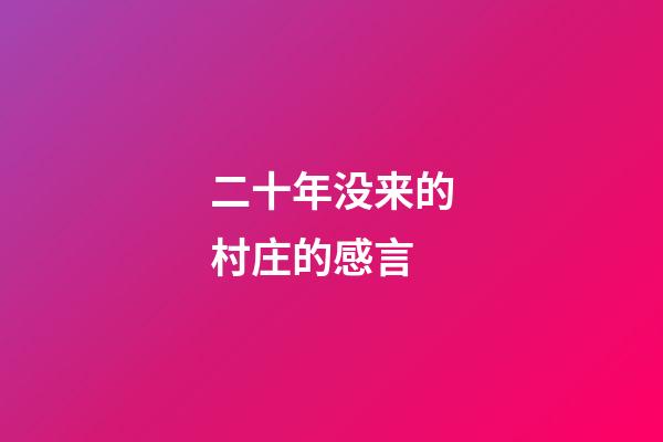 二十年没来的村庄的感言