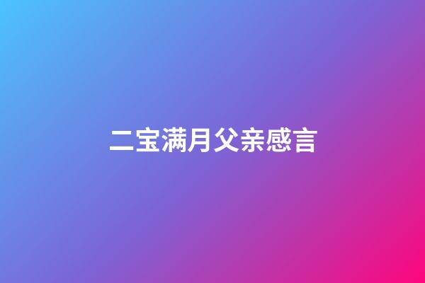 二宝满月父亲感言