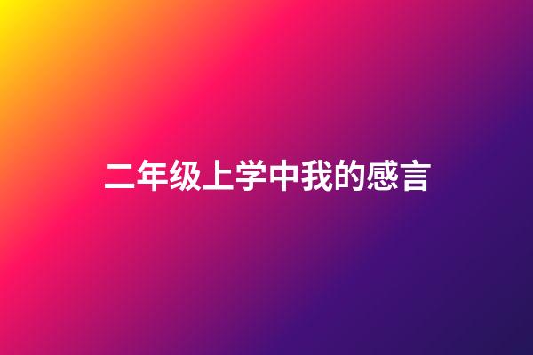 二年级上学中我的感言