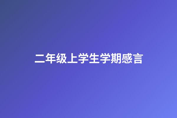 二年级上学生学期感言