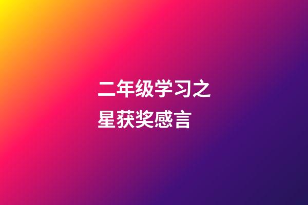 二年级学习之星获奖感言