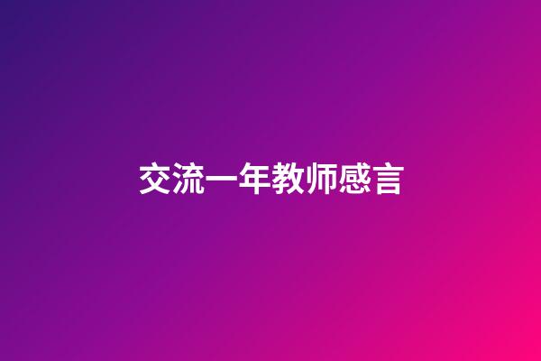 交流一年教师感言