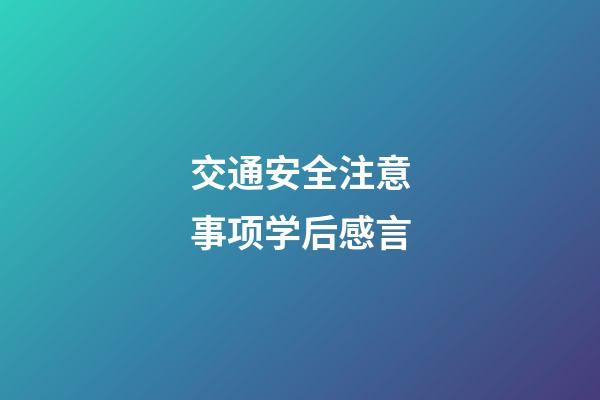 交通安全注意事项学后感言