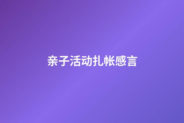 亲子活动扎帐感言