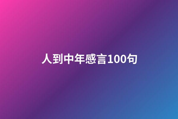 人到中年感言100句