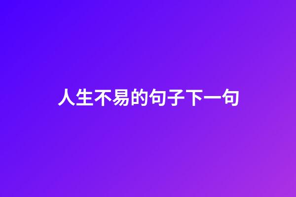 人生不易的句子下一句