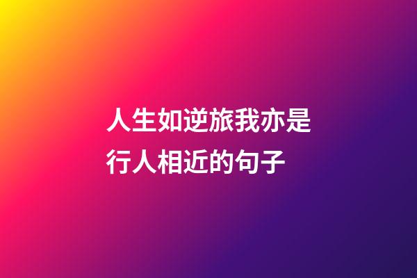 人生如逆旅我亦是行人相近的句子