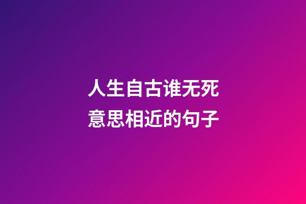 人生自古谁无死意思相近的句子