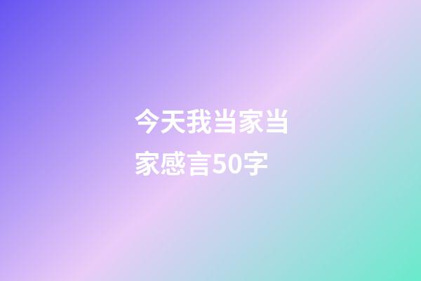 今天我当家当家感言50字