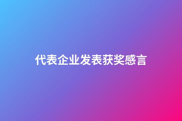 代表企业发表获奖感言