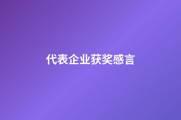 代表企业获奖感言