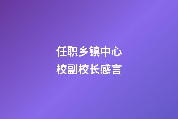 任职乡镇中心校副校长感言