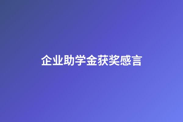 企业助学金获奖感言