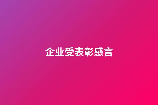 企业受表彰感言