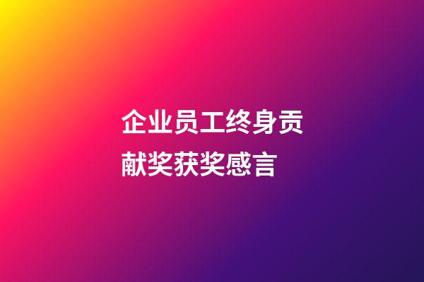 企业员工终身贡献奖获奖感言